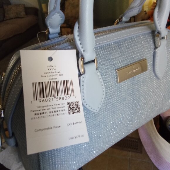Kate Spade NEW “Madison” Studded Denim Small Dolly Duffle Bag Purse Crossbody - Picture 7 of 10